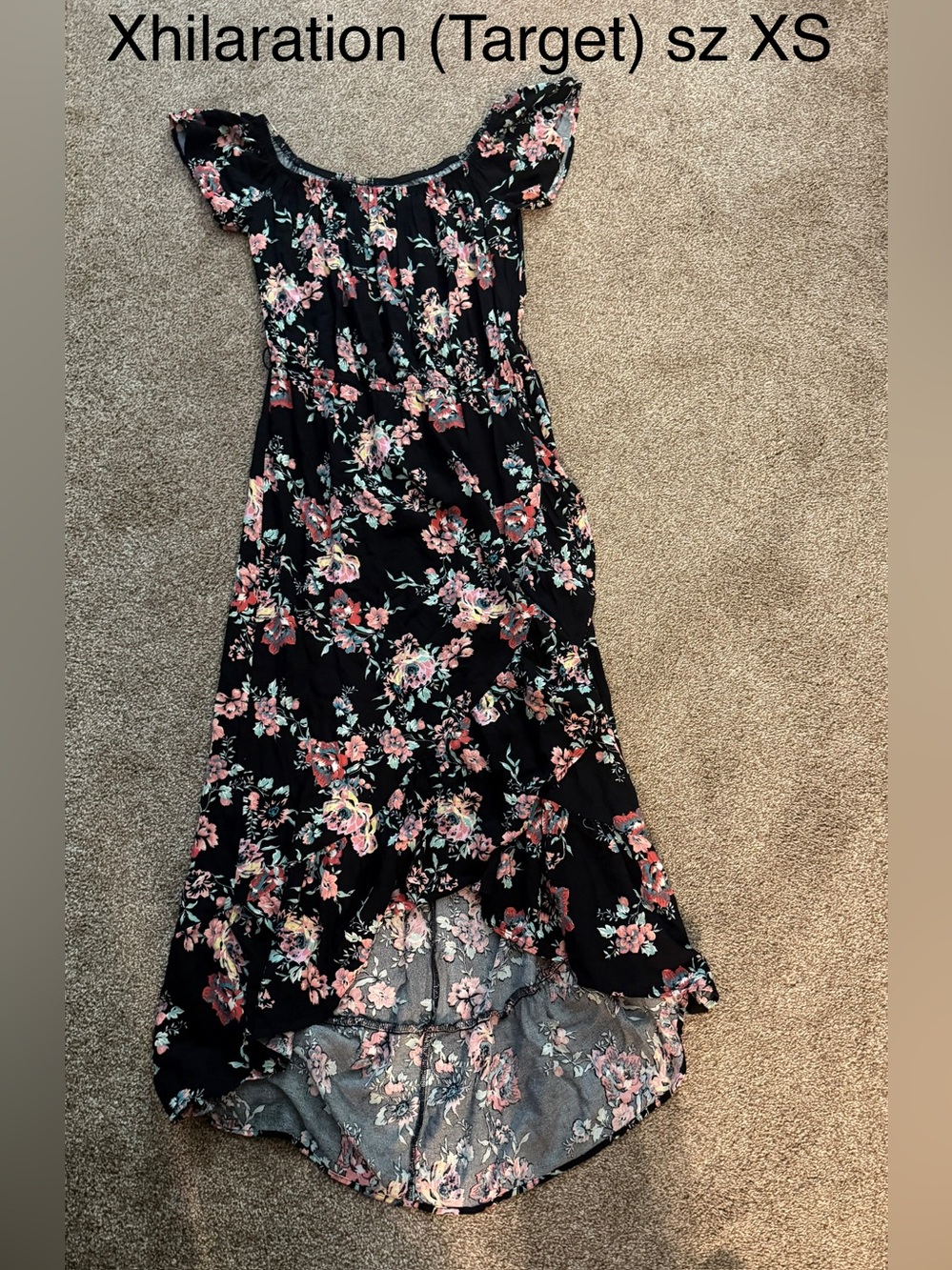 Women or prob teenager Black Floral High-Low Dress - Sz XS